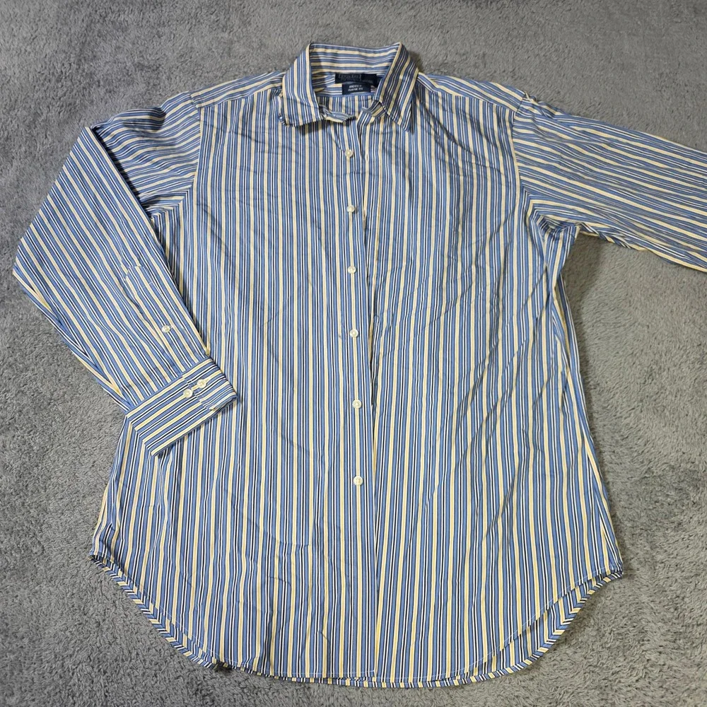Polo Ralph‎ Lauren Mens 16 34/35 Andrew Classic Fit Shirt Blue Yellow Stripe